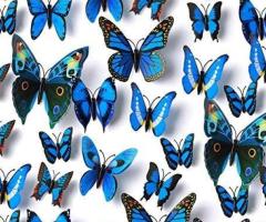 Mariposa azul sticker, decoracion de interiores para pared